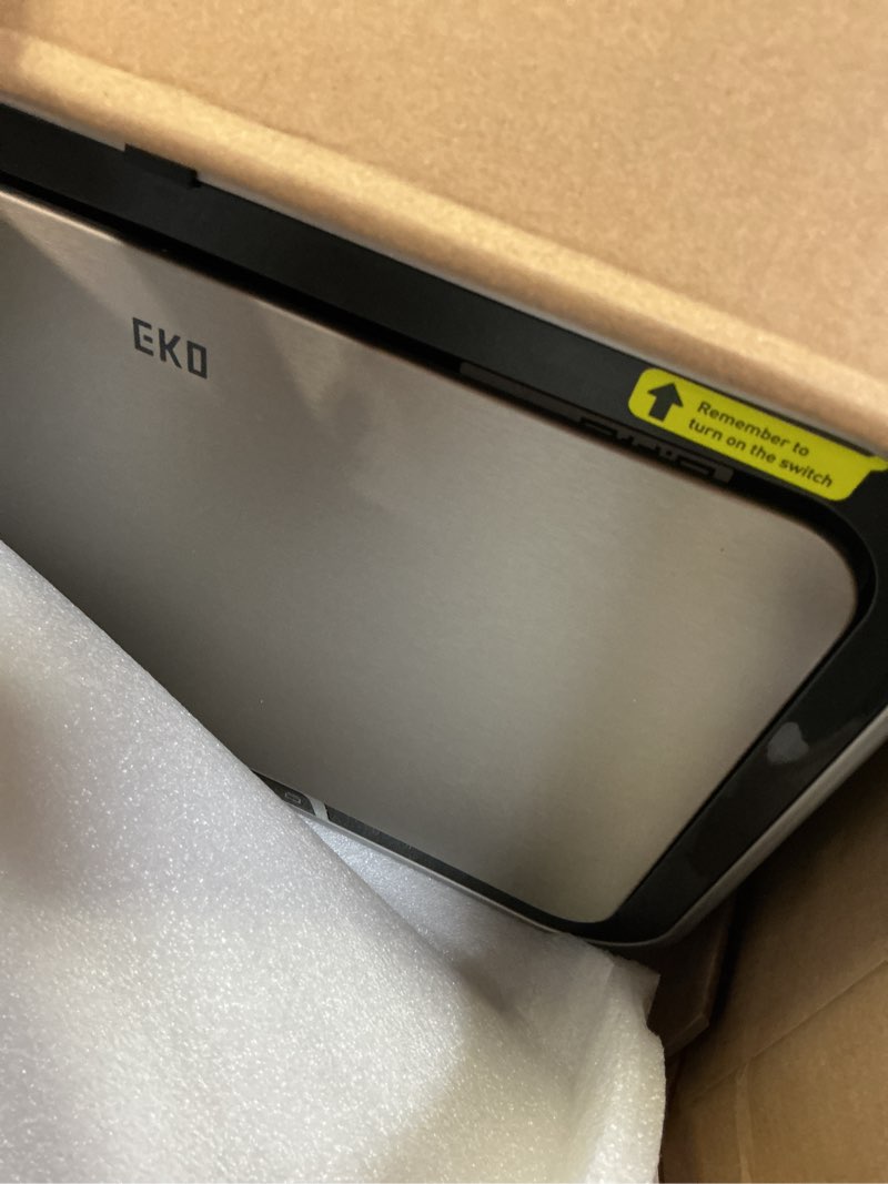 Condition photo showing Good Condition for eko deluxe mirage-t 50 liter / 13.2 gallon touchless rectangular motion sensor trash can, matte stainless steel finish deluxe 50l - stainless steel