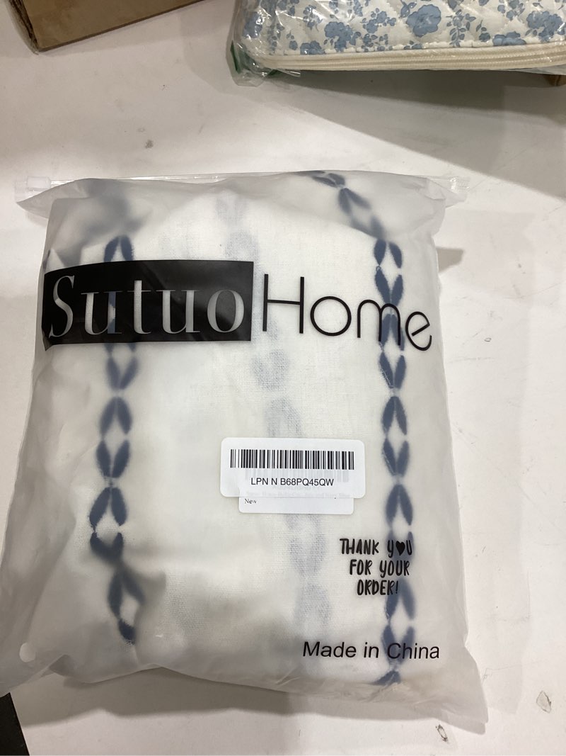 Condition photo showing Good Condition for Sutuo Home Boho Curtains 72 inches for Bedroom Living Room, Semi Blackout Farmhouse Vintage Tassels Window Treatment Bohemian Embroidery Drape, Rod Pocket 1 Panel 52" W x 72" L, White and Navy Blue White and Navy Blue 52"W x 72"L (Pack of 1)
