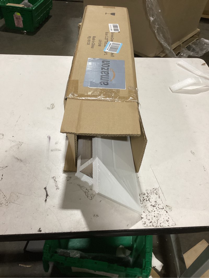 Condition photo showing Good Condition for WELLAND White Wood 24 inch Floating Shelves Wall Mounted,Corona Crown Molding Floating Wall Photo Ledge Shelves Fireplace Mantel Shelf,Solid Pine Wood Finished 24-Inch White