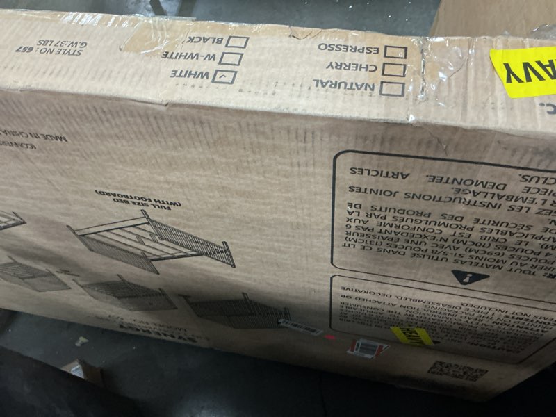 Condition photo showing New/Like New for dream on me synergy 5-in-1 convertible full-size baby crib with toddler, day & full bed conversion in white, greenguard gold & bsa, 3 mattress heights, sustainable pinewood white synergy
