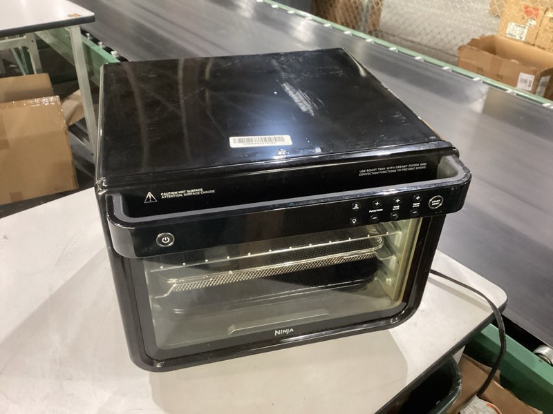 Condition photo showing As Is for *not tested* ninja dt202bk foodi 8-in-1 xl pro air fry oven, large countertop convection and digital toaster oven, 1800 watts, black, 12 in.