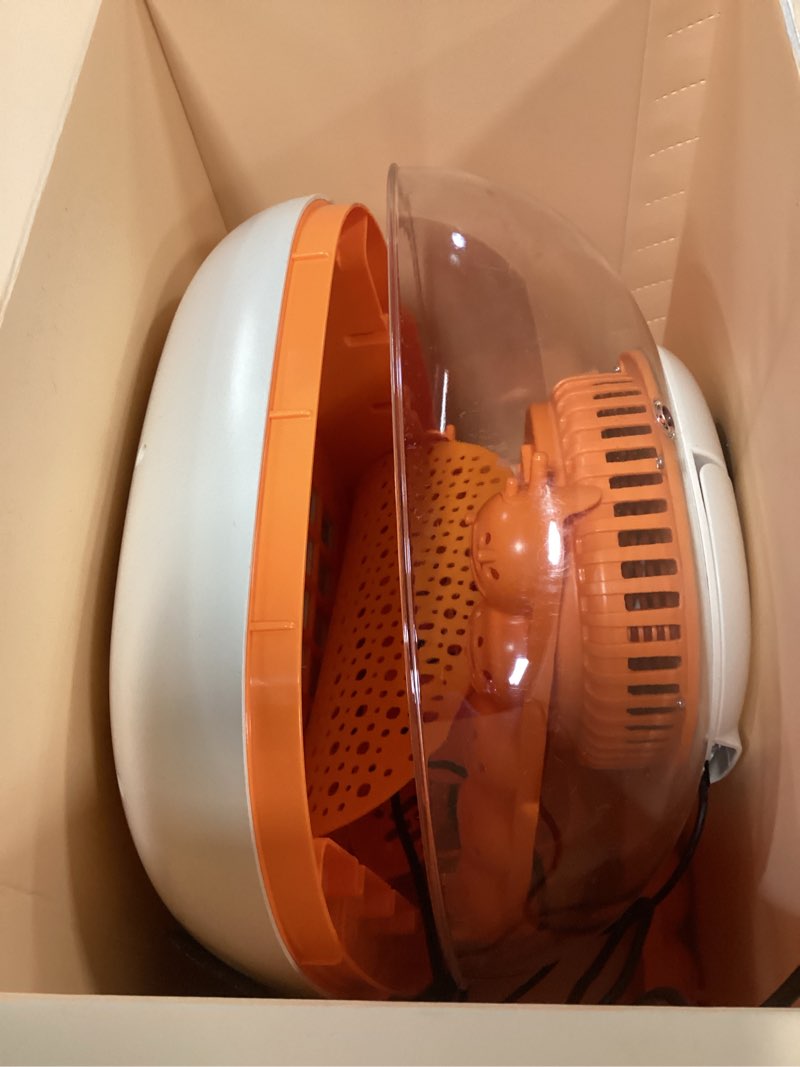 Condition photo showing As Is for Chickcozy 25 Egg Incubator, Automatic Egg Turner with Thermometer Seat and Humidity Control, Egg Candler, 360° View with Clear Window, Incubators for Hatching Chicks (Sunlit Orange)