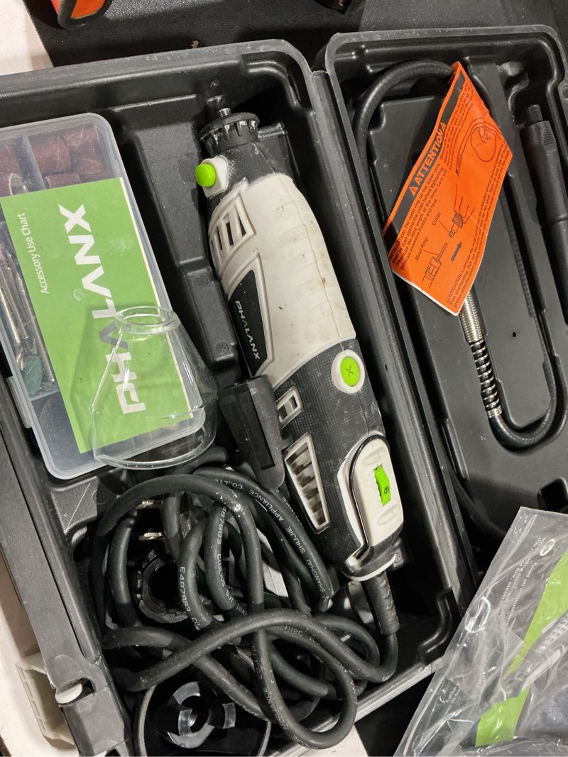 Condition photo showing Good Condition for 180w rotary tool kit, 1.5-amp phalanx 6 variable speed with flex shaft, 8000-32000rpm multi-tool& 139pcs accessories kit, power multiuse set prefect for crafting projects and diy creations… 139pcs rotary tool