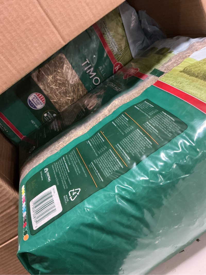 Condition photo showing Good Condition for kaytee timothy hay, high fiber, grown specifically for small animals, rabbits, guinea pigs, chinchillas, ideal bulk order for small pets, 12 pounds 12 pound (pack of 2)