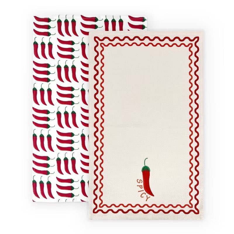 Pack Of 8))2pk Dishtowels Spicy and Allover Chili ( Different Designs)