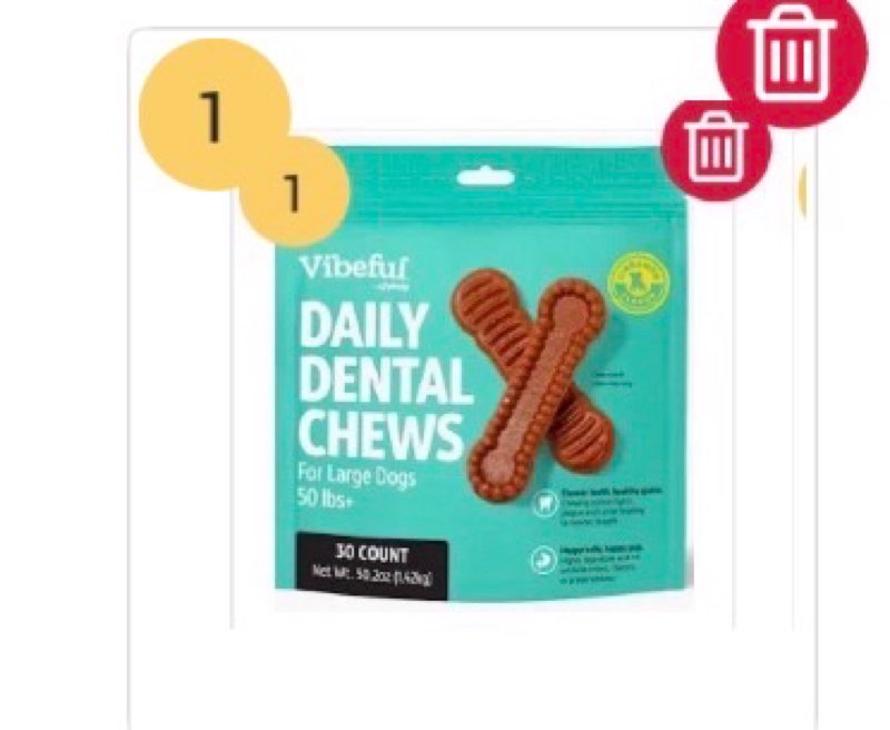 Vibeful daily dental chews for medium 25-50 lbs  dogs 30 ct ( BB: Mar /14/2026)