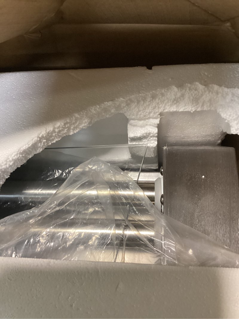 Condition photo showing As Is for vevor hot dog roller, 12 hot dog 5 rollers, stainless steel sausage grill cooker, 750w commercial hot dog machine with dual temp control, cover, side storage box, removable shelf & oil drip tray 5 rollers+cover