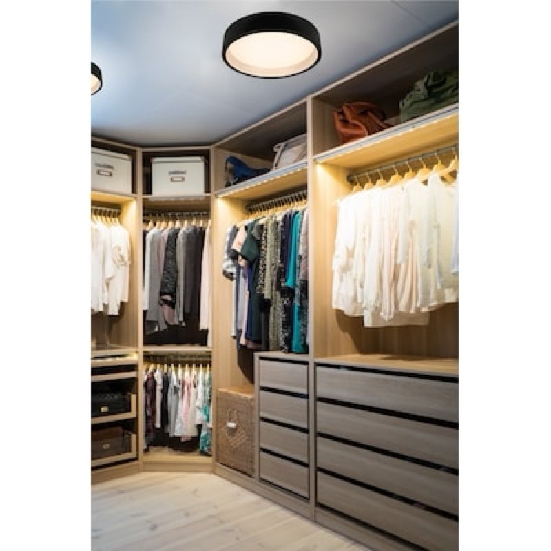 allen + roth mason 14.25-in matte black integrated led flush mount light