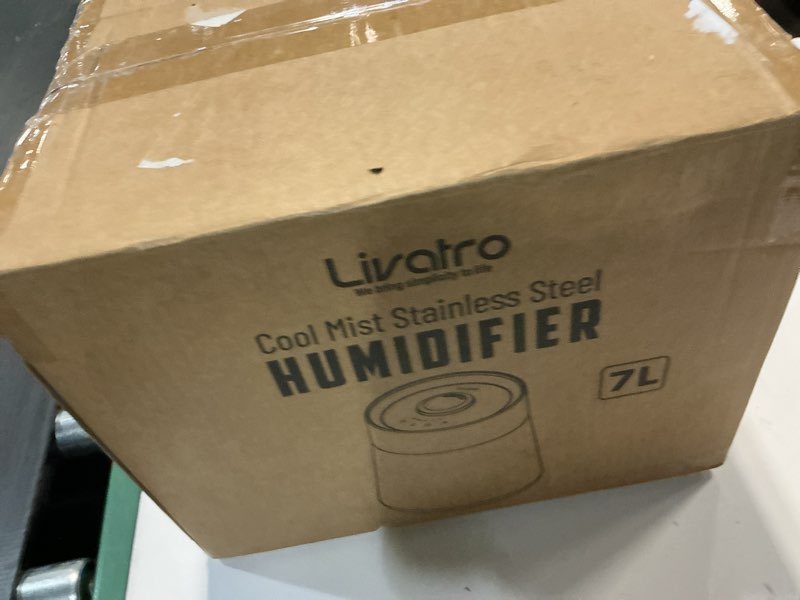 Condition photo showing New/Like New for 7l ultrasonic stainless steel cool mist humidifier for bedroom & large room, top fill, ultra quiet 24db, 3 mist levels, easy clean dishwasher safe humidifier for living room office