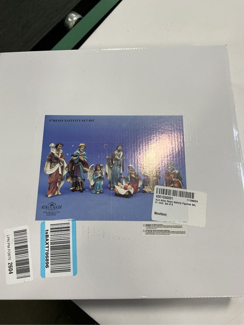 Condition photo showing New/Like New for Kurt Adler Resin Nativity Figurine Set, 9-Inch, Set of 8