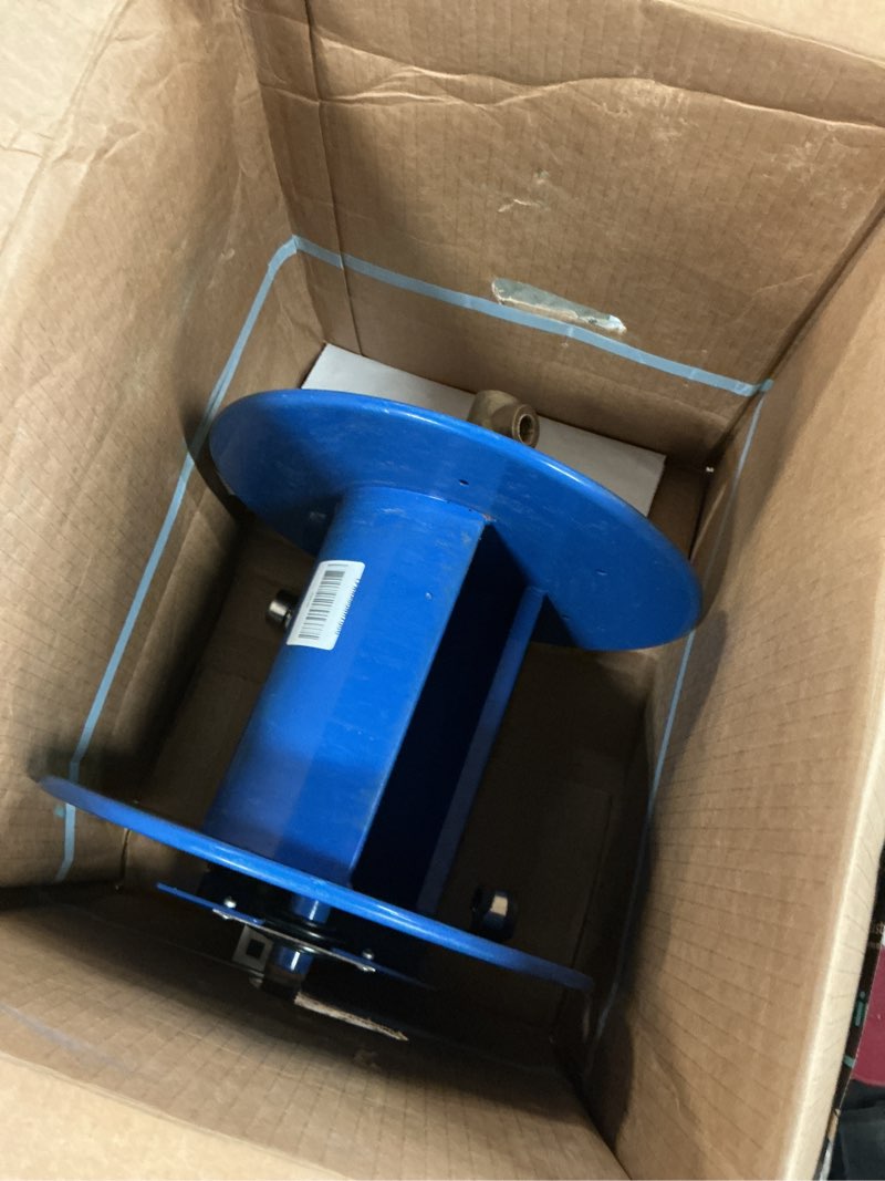 Condition photo showing As Is for mekoh pressure washer hose reel 100ftx3/8”, 200ftx1/4” manual power washer hose reel with m22 14mm fitting,4500psi heavy duty hose reel for water,high pressure metal reel with wall/van/trailer mount
