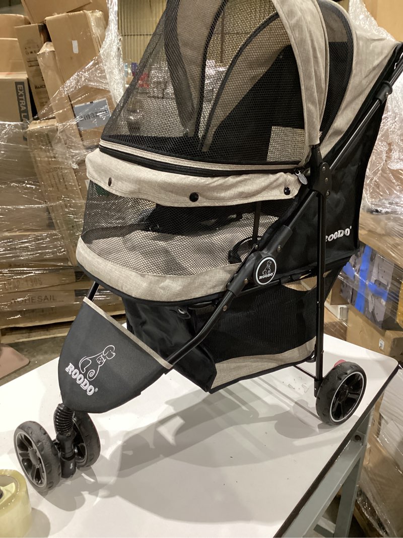 Condition photo showing Good Condition for roodo 3 wheel dog pet cat stroller best lightweight foldable compact portable jogger all terrain travel pet gear puppy kitty stroller for up to 30lbs medium small dogs and cats(cationic ash)