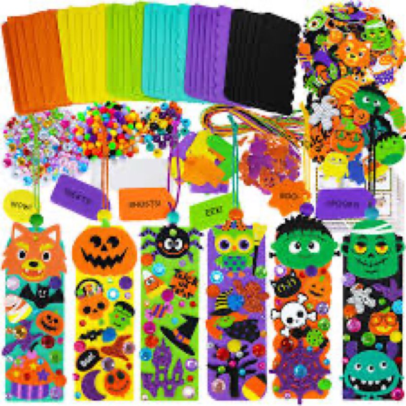 Halloween Crafts for Kids, 24 Pack Foam DIY Halloween Bookmarks Craft Kit, Ideal Halloween Party Fav