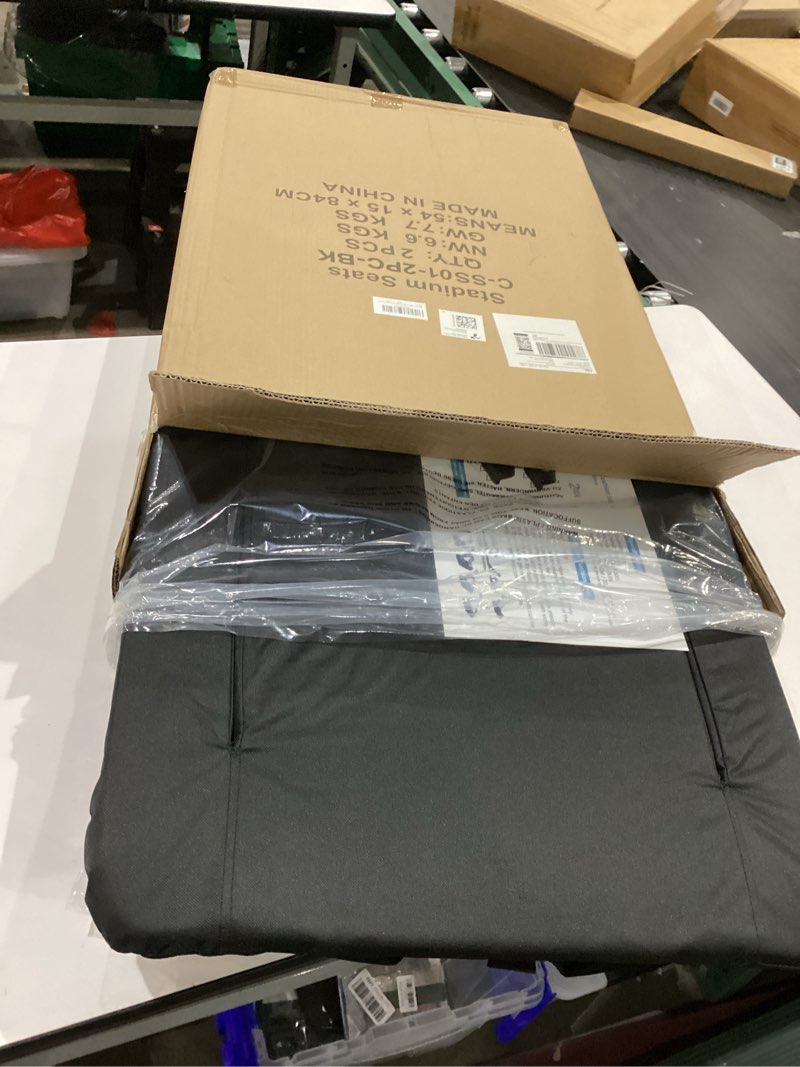 Condition photo showing New/Like New for stadium seats with back support, 2 pack bleacher chairs with back and cushion, wide bleacher seat 6 reclining back, folding stadium chairs with armrests hook cupholder for outdoor sport beach concert
