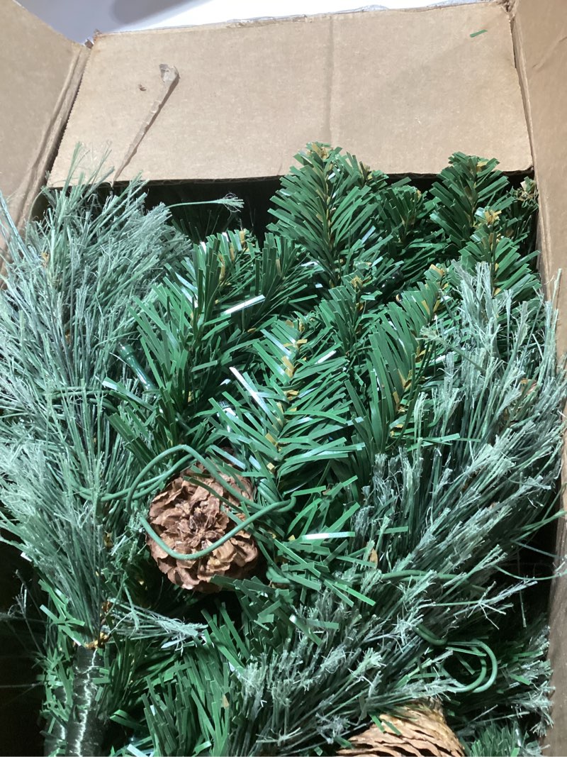 Condition photo showing New/Like New for 3ft pre-lit premium artificial christmas tree with 80 led lights frazer fir mini xmas trees, cement burlap base basin, for home tabletop, green polyethylene
