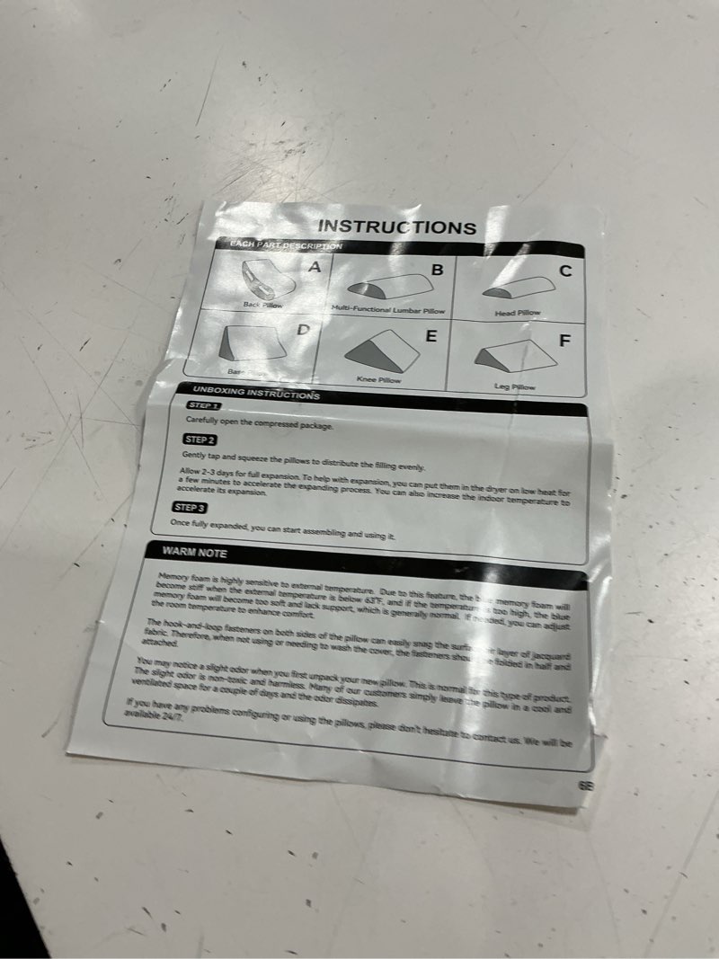Condition photo showing As Is for 4pcs orthopedic bed wedge pillow set for sleeping, post surgery foam pillow for body, back and leg pain relief, triangle adjustable support pillow - acid reflux, anti snoring & gerd sleeping white 4pcs