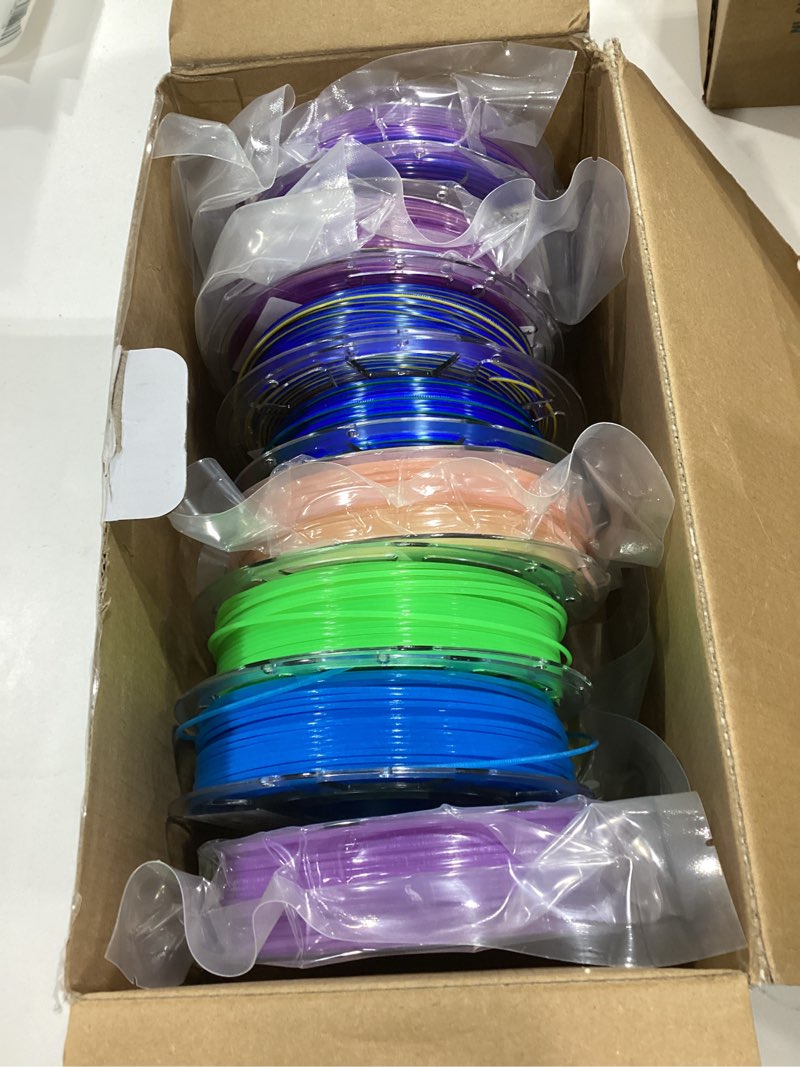 Condition photo showing Good Condition for multicolor 3d printer filament bundle – 1.75mm tricolor silk pla+ filament & glow-in-the-dark pla filament, shiny & clog- free, accuracy +/- 0.03mm, fits most fdm printers, 200g spool x 8 8 pcs tricolor silk & glow-in-the-dark set