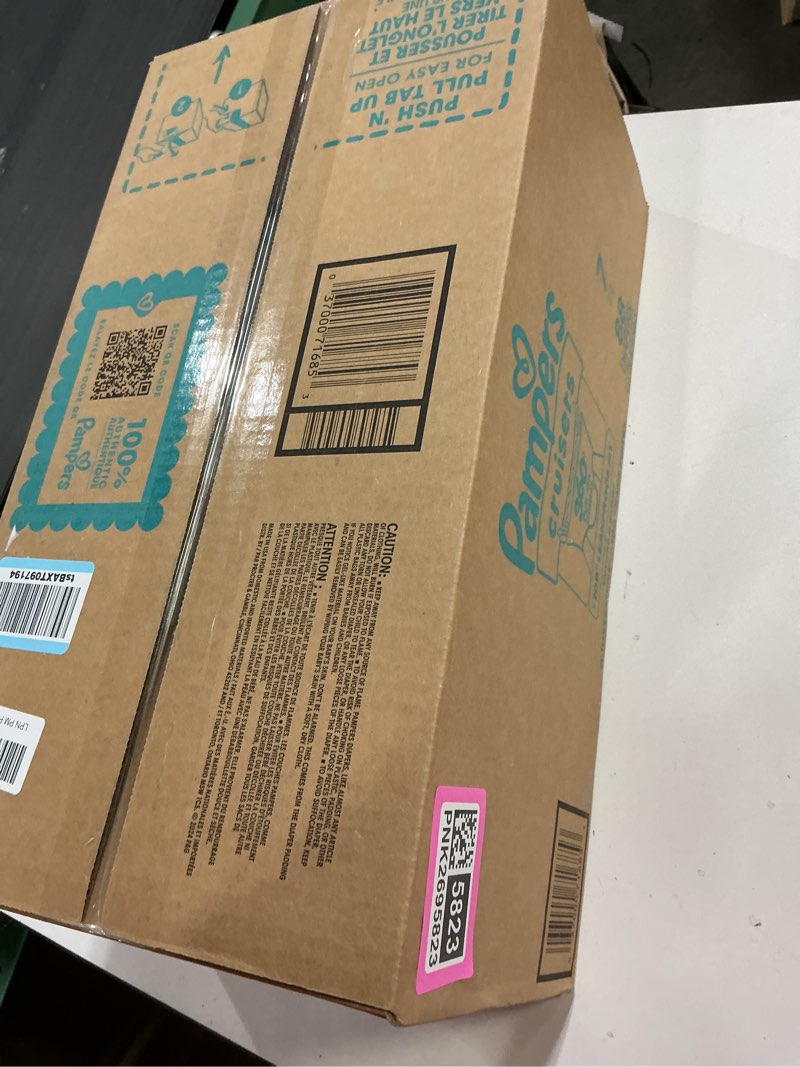 Condition photo showing New/Like New for Pampers Diapers - Cruisers 360 - Size 7, 88 Count, Babyproof up to 100% Leakproof Pull-On Diaper Size 7 88