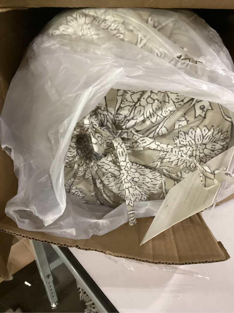 Condition photo showing As Is for levtex home adare taupe reversible king/cal king comforter set (106x94in) with 2 pillowcases (36x20in) - floral bedding - taupe white - 100% cotton king size comforter set - soft, pre-washed comforter - king/cal king taupe