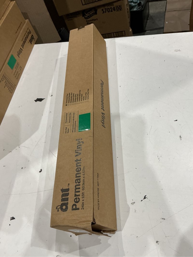 Condition photo showing New/Like New for ant black, 24" x 15’, permanent vinyl roll, adhesive vinyl roll, for diy project, decal, sticker, compatible with cricut, cameo, silhouette, weather-resistant 24inch x 15ft black