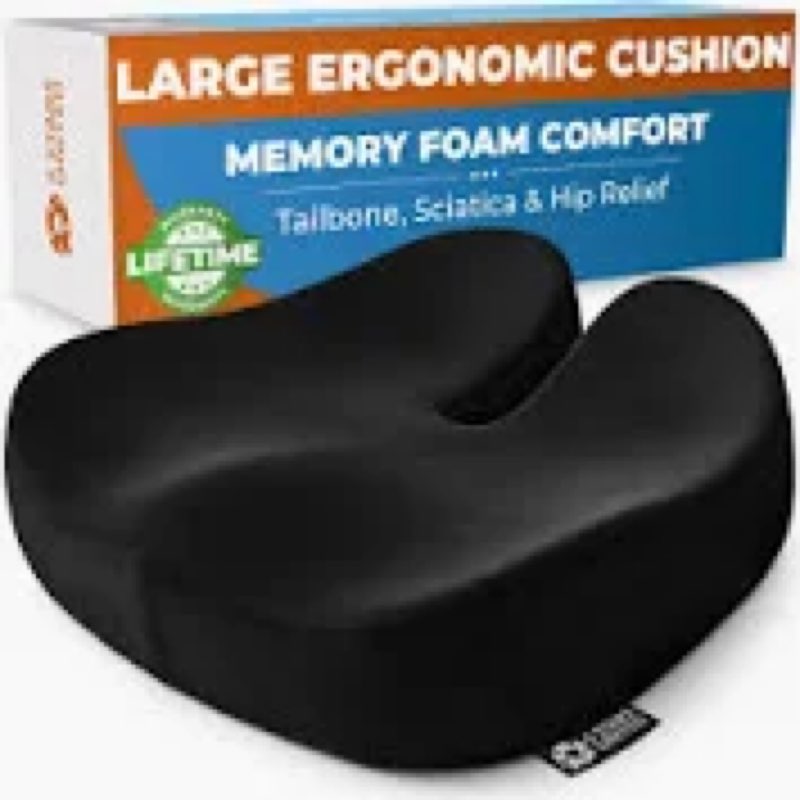 5 STARS UNITED Seat Cushion for Tailbone Pain Relief – Large Memory Foam Cushion for Coccyx, Hip, Sc