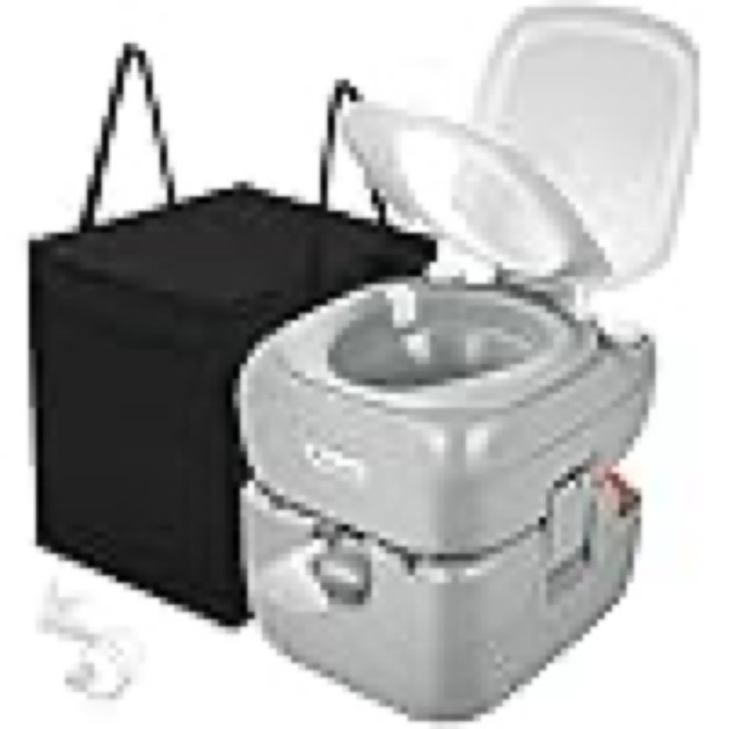 yitahome portable toilet camping porta potty 5.8 gallon with carry bag and hand sprayer, leak-proof indoor outdoor toilet with level indicator, handle pump, for rv travel, boat and trips