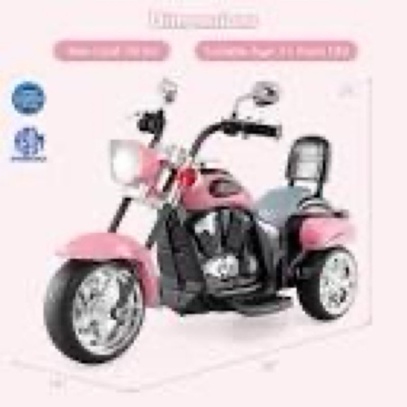  costzon kids motorcycle, 6v battery powered ride on chopper motorcycle w/horn, headlight, 3-wheel stable ride on toys, electric toddler motorcycle for kids, gift for boys girls (pink)