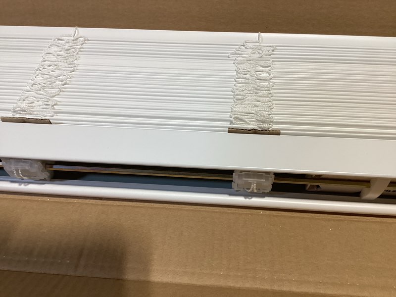 Condition photo showing Good Condition for lotus & windoware cordless faux wood blind, smooth, bright white, privacy slats, blinds for indoor windows, 39" wide x 84" long bright white 39"w x 84"h
