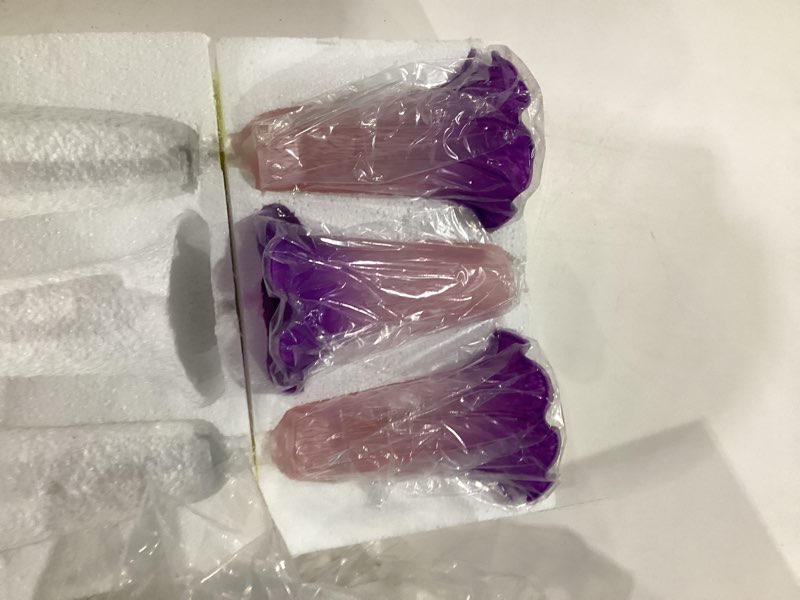 Condition photo showing Good Condition for lily flower glass lampshade replacement, 3 pack,tulip style table floor lamp shade replacement 4.2" x 4.2" x 6.7" (pink purple)