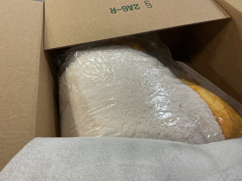 Condition photo showing Good Condition for goose blanket hoodie onesie adult & kid,oversized warm duck wearable hoodie blanket with sleeves,cozy sleeping bag x-large white