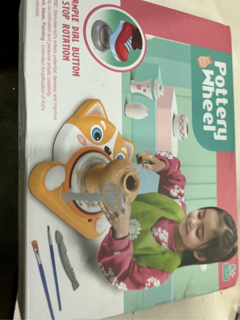 Condition photo showing New/Like New for kids pottery wheel kit - mini pottery diy kit & tools for beginners with clay and sculpting tools, complete painting kit supplies arts and crafts toys gifts for kids 4-6 6-8 8-12 year old boys girls yellow-dog