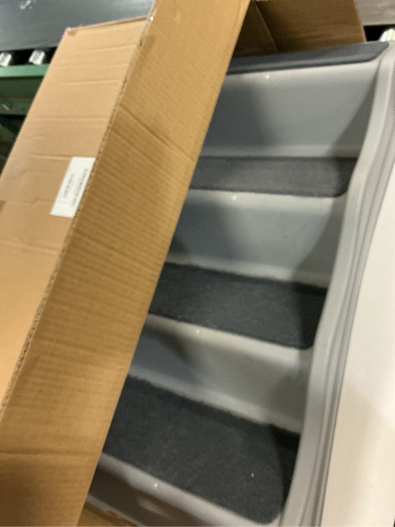 Condition photo showing New/Like New for Amazon Basics Foldable Non-Slip Pet Stairs, Steps for Dogs and Cats, 14.6'' W x 22.75'' D x 19.5'' H, Grey 14.6'' W x 22.75'' D x 19.5'' H Grey