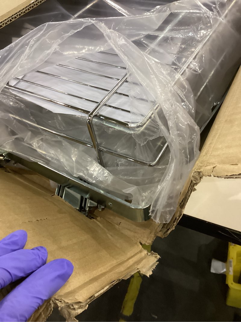 Condition photo showing As Is for 2 Tier Pull Out Cabinet Organizer 18" W X 22" D, Slide Out Drawers For Kitchen Cabinets, Pull Out Drawers For Cabinets Capacity Heavy Duty Caddy, Cabinet Pullout Shelves Chrome-Plated,Bathroom Pantry 18" W X 22" D 2 Tier - Chrome-Plated