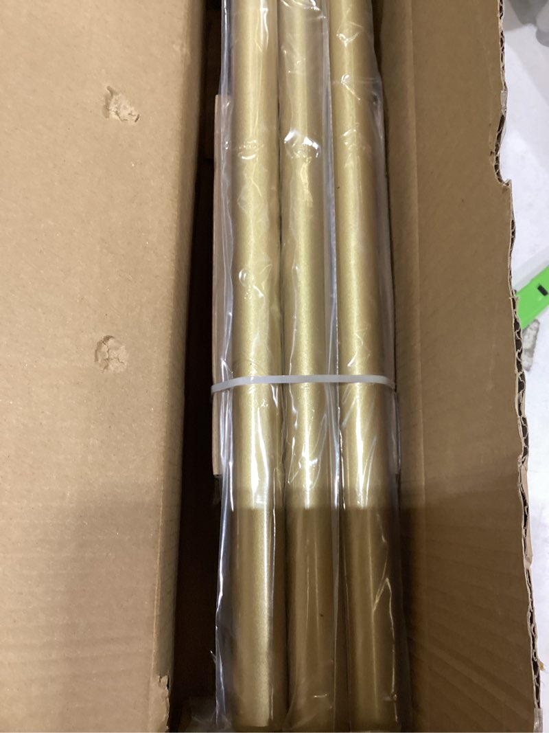 Condition photo showing New/Like New for PORTRES Warm Gold Heavy Duty Curtain Rods for Windows 66 to 120 Inches Adjustable Length 1" Diameter Brass Curtain Rod with Modern Decorative Finials for Outdoor Bedroom Kitchen Living Room 16"-120"|1 Pack Warm Gold
