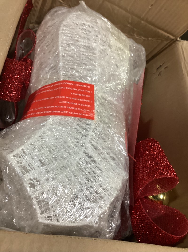 Condition photo showing Good Condition for 4.6ft Outdoor Lighted Reindeer Christmas Decorations, 3Pcs Handmade Deer Set with 240 LEDs, Weatherp
