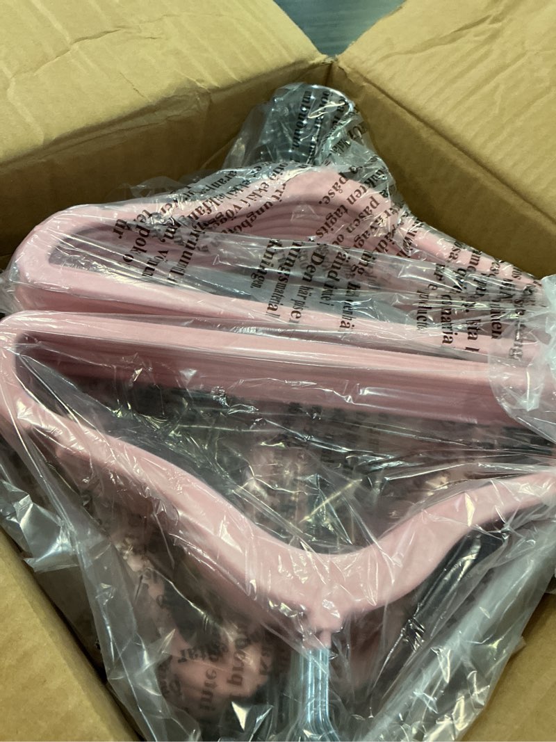 Condition photo showing Good Condition for elama  home 50 piece kids non-slip velvet cloths hangers with notched shoulders in pink