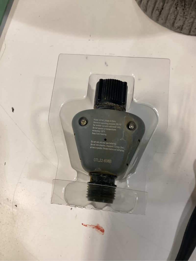 Condition photo showing As Is for orbit daybreak programmable hose watering timer, gray