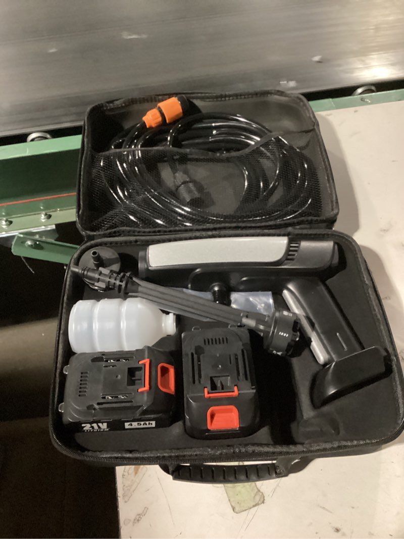 Condition photo showing Good Condition for cordless pressure washer battery powered,portable power washer with 2pcs 4.5ah 21v battery&charger & 6-in-1 nozzle,2 power level & on/off button,handheld pressure washer for car,home,garden patio 8.5m
