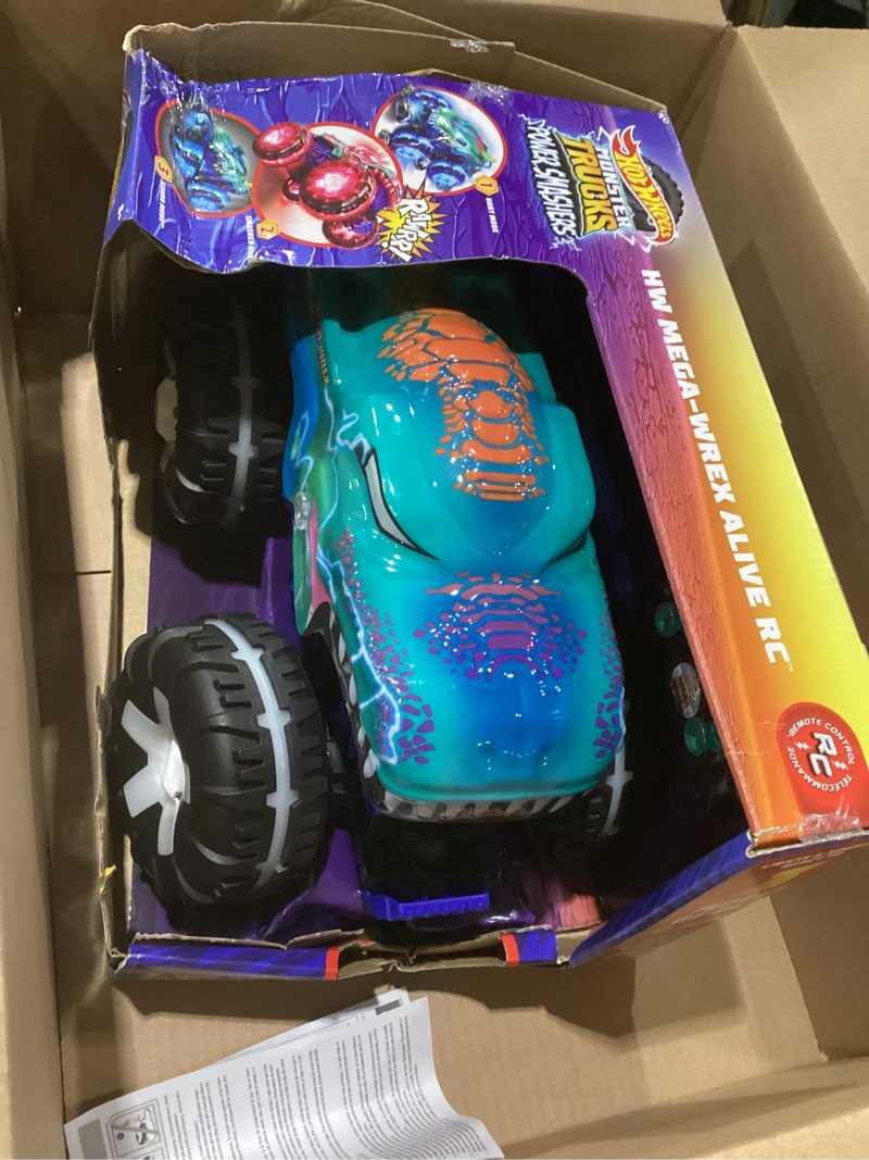 Condition photo showing Good Condition for Hot Wheels Monster Trucks 1:15 Scale Mega-Wrex Alive Battery-Powered RC Vehicle with Lights & Sounds
