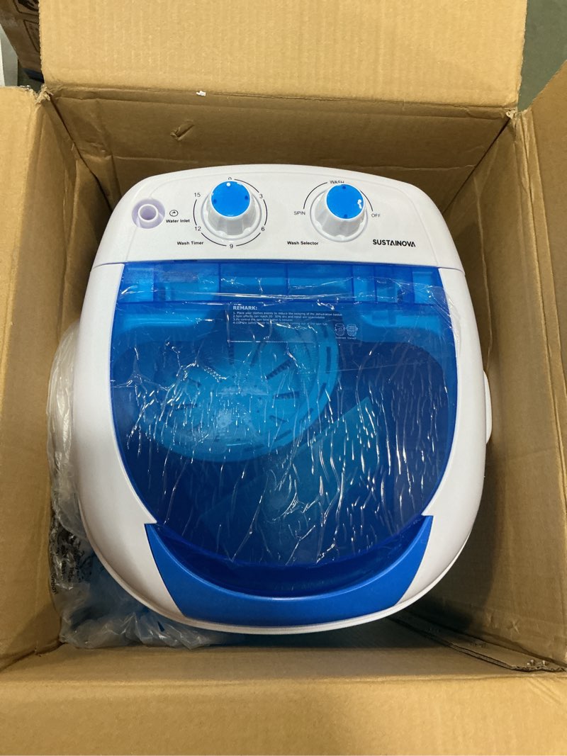 Condition photo showing Good Condition for Elevon Mini Spin Dryer Portable Washing Machine, Compact Laundry for Home, Apartment, RV, Blue Mini, Blue