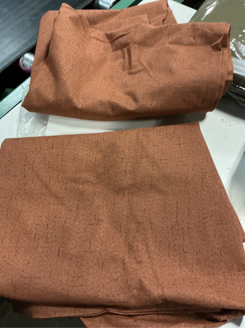 Condition photo showing Good Condition for bgment terracotta linen curtains 84 inches 2 panels for living room | burlap texture,light filtering semi sheer privacy,farmhouse window drapes,52 x 84 inch
