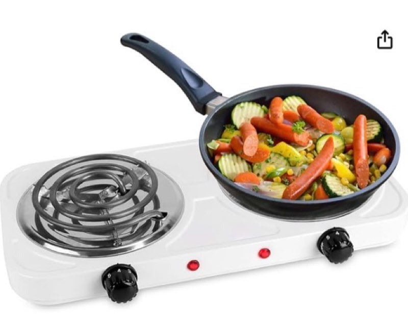 Portable Double Burner Electric Coil Heating Hot Plate Stove Countertop RV Hotplate Temperature Cont