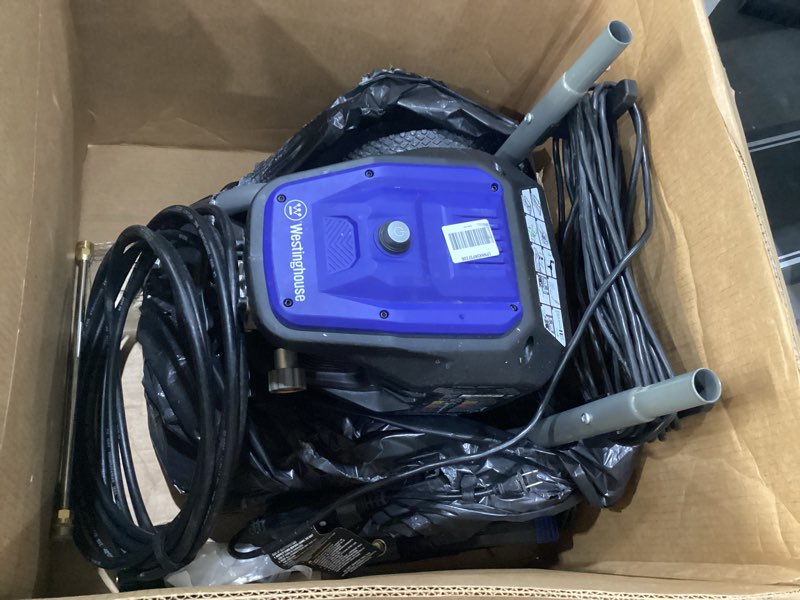 Condition photo showing Good Condition for NOT TESTED MISSING HANDLE Westinghouse WPX3000e Electric Pressure Washer, 3000 Max PSI and 1.76 Max GPM, Induction Motor, Onboard Soap Tank, Spray Gun and Wand, 5 Nozzle Set, for Cars/Fences/Driveways/Homes/Patios/Furniture