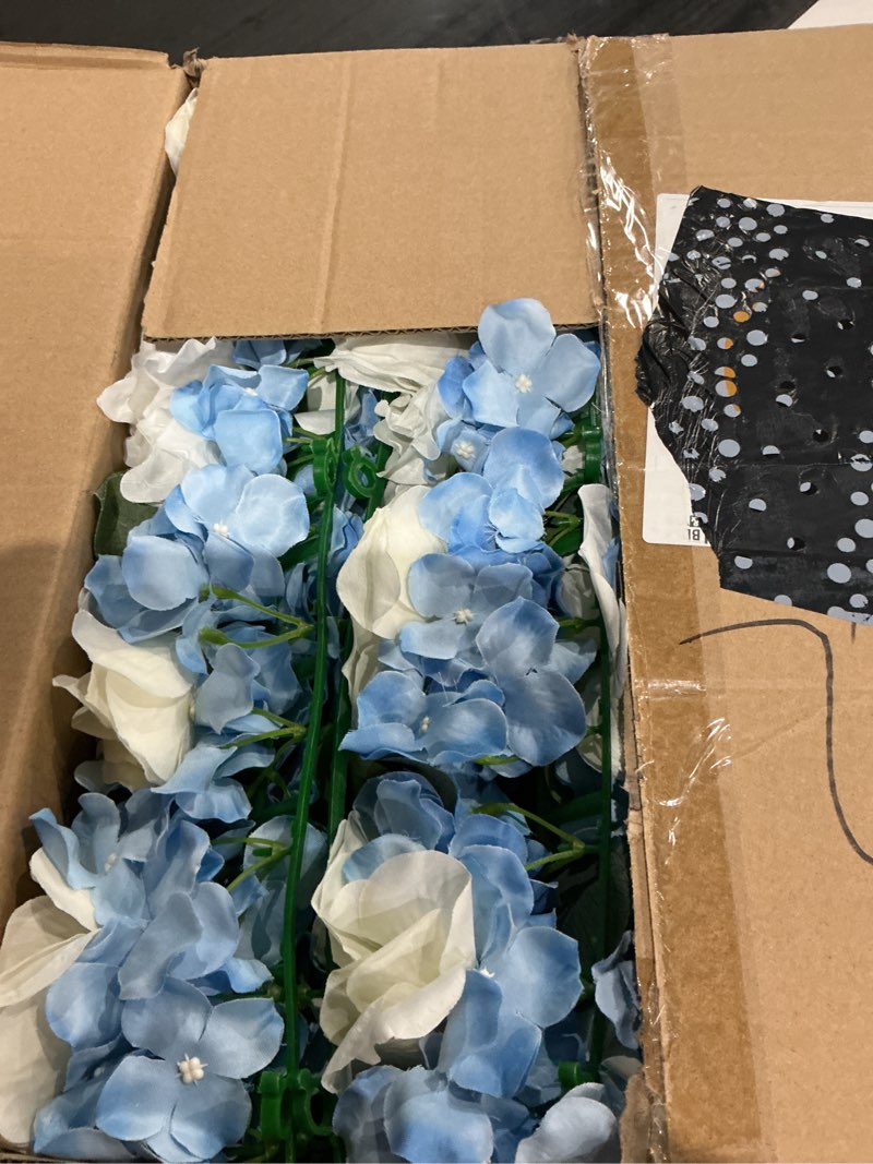Condition photo showing Good Condition for wedding arch decorations, 18 inch pack of 6 artificial flower table centerpieces floral arrangement for wall backdrop party bridal shower event decor - white & blue white & blue pack of 6 flower arrangements