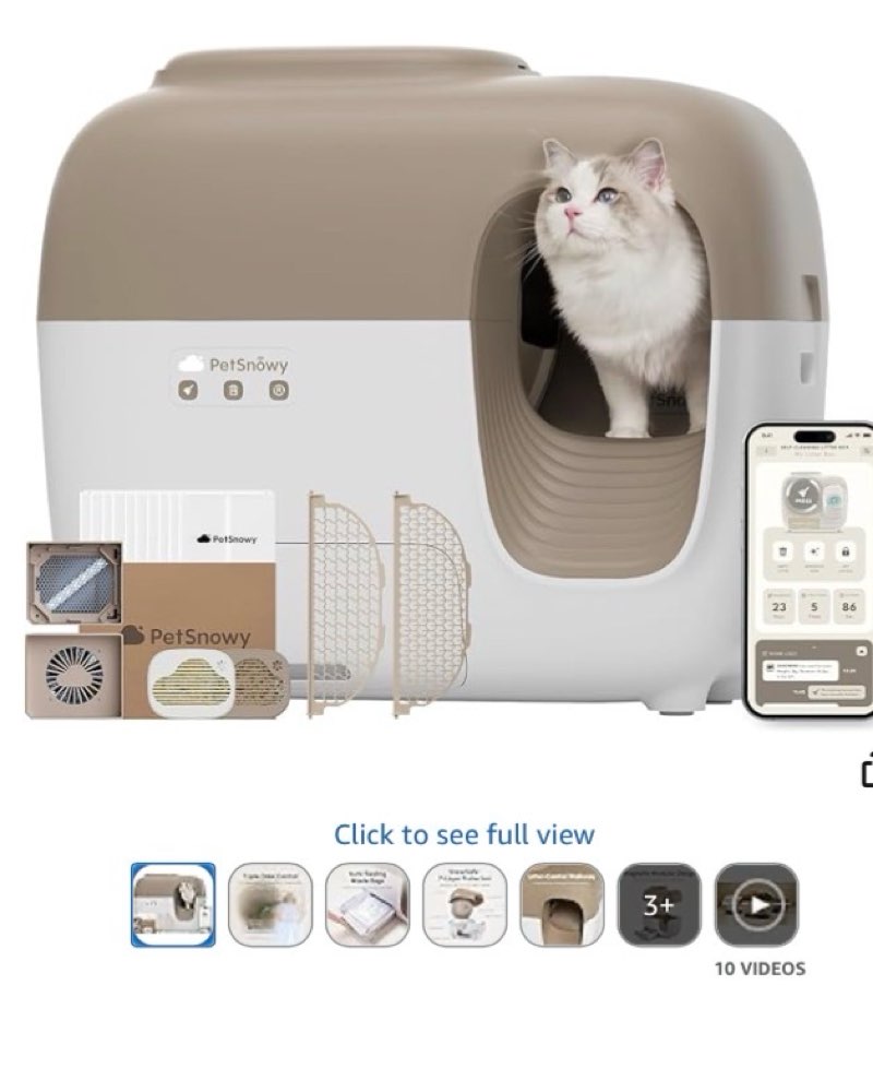 petsnowy self-cleaning automatic cat litter box with odor control tio2 system, robot litter box with auto-packing, app control, large cats & multiple cats (2026 premium version