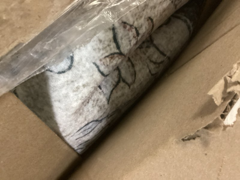 Condition photo showing As Is for Keen Home Design 9x12 Rug - Machine Washable Area Rug with Non-Slip Backing, Ideal for Living Room, Dining Room, Bedroom - Vintage, Easy Clean, Durable, Low Pile Rug - (9' x 12') 9' x 12' (Rectangular) Multi Color / Beige