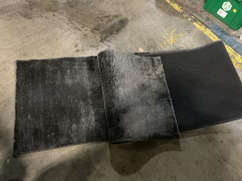 Condition photo showing Good Condition for olanly 2x12 machine washable runner rugs for hallway, soft fluffy shaggy bedside rugs for bedroom, living room, indoor floor carpet for kids girls and boys, nursery rooms, home decor aesthetic, black