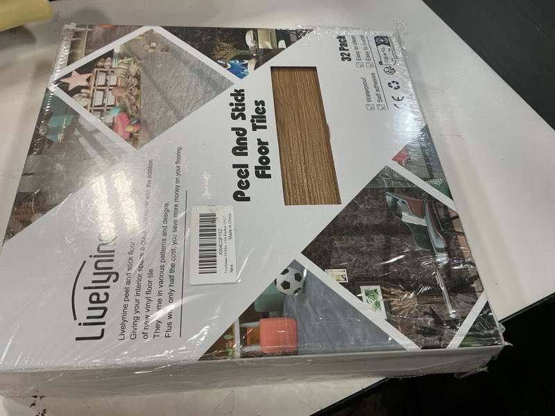 Condition photo showing New/Like New for Livelynine 32-Sheets Oak Wood Flooring Peel and Stick Floor Tile Waterproof Honey Oak Sheet Vinyl Flooring Tiles 12x12 Kitchen Flooring Laminate RV Flooring Squares Renter Friendly Floor Stickers 32-Tiles 12x12inch Honey Oak Wood