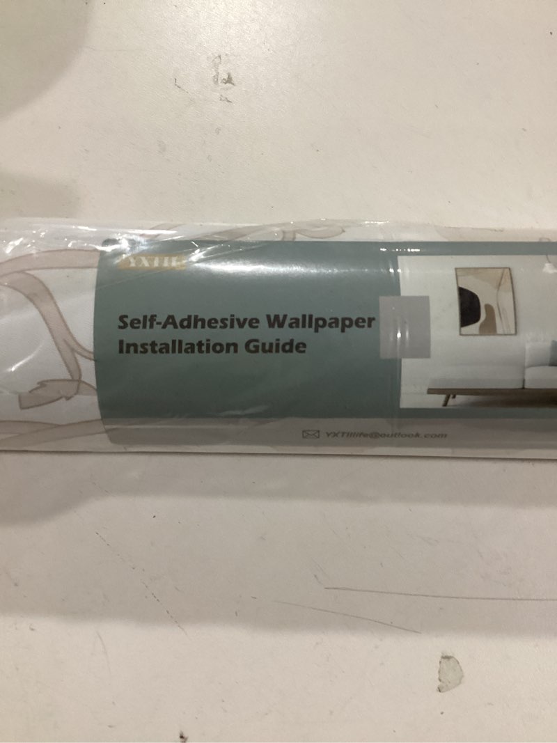 Condition photo showing New/Like New for 17.3" × 393.7" Pink Peel and Stick Wallpaper, Floral Wallpaper for Bedroom Bathroom Self Adhesive Removable Beige Pink 17.3" x 393.7"