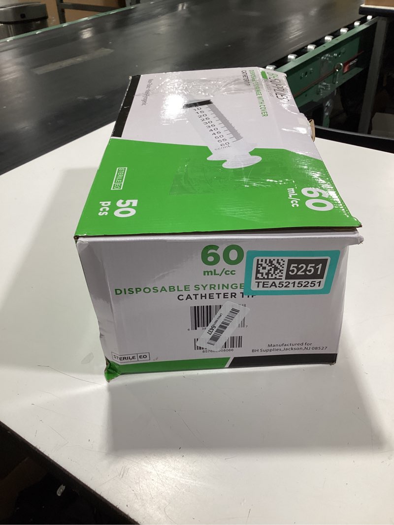 Condition photo showing Good Condition for bh supplies 60ml syringe catheter tip sterile with caps - (no needle) - sterile, individually wrapped - 50 syringes 60 ml - catheter tip-50 50.0